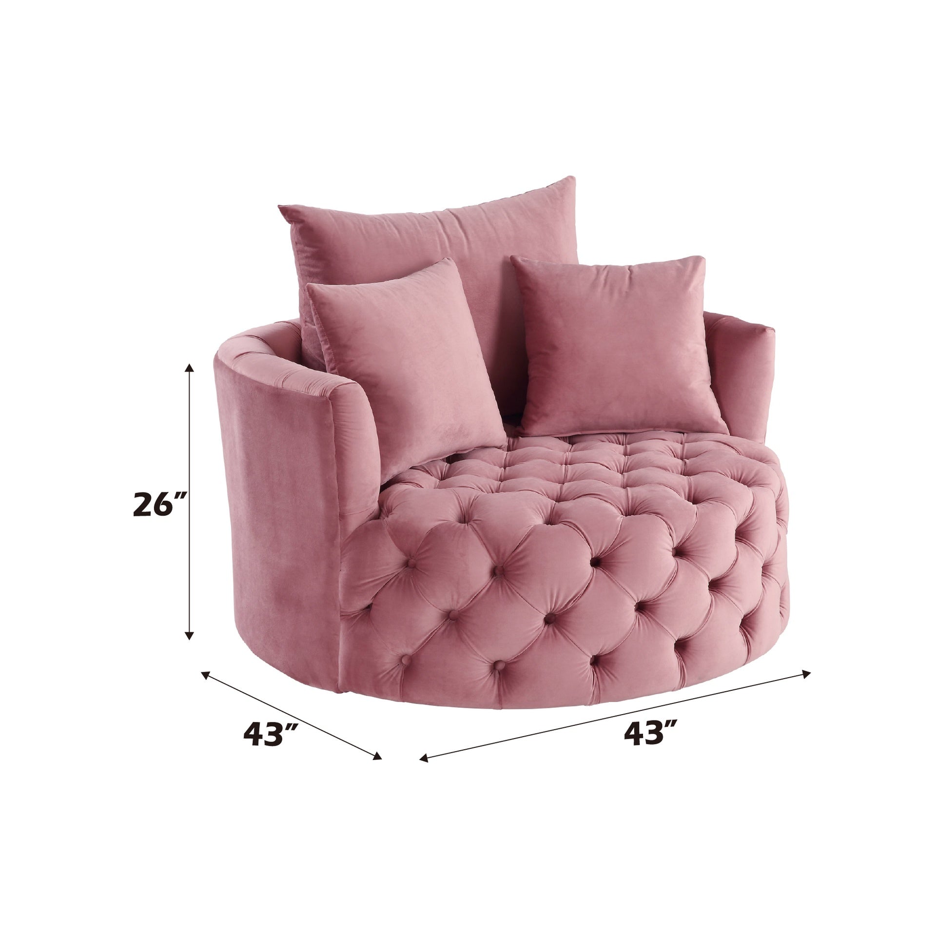 Zunyas Pink Velvet Accent Chair W/Swivel