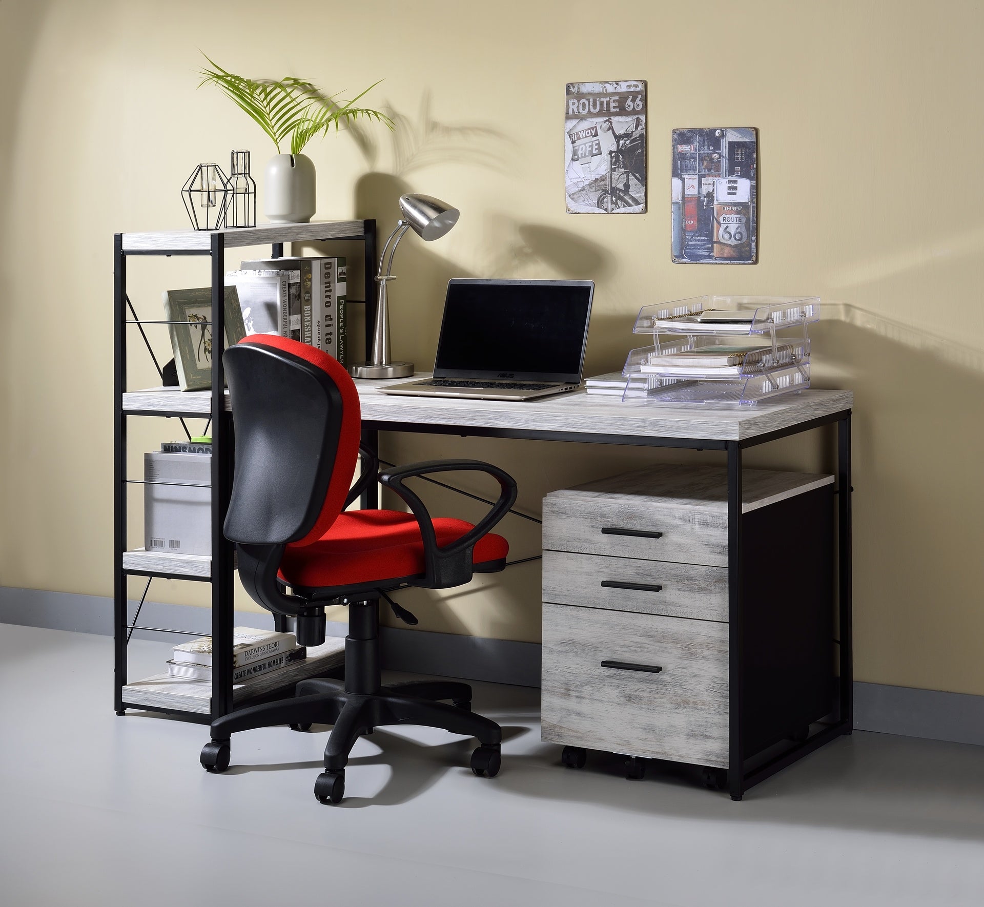 Bob Antique White & Black Finish Writing Desk