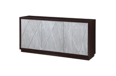 Geranio Metallic Silver & Walnut Finish Console Cabinet