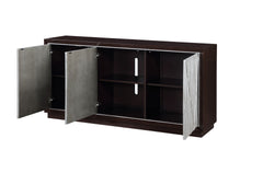 Geranio Metallic Silver & Walnut Finish Console Cabinet
