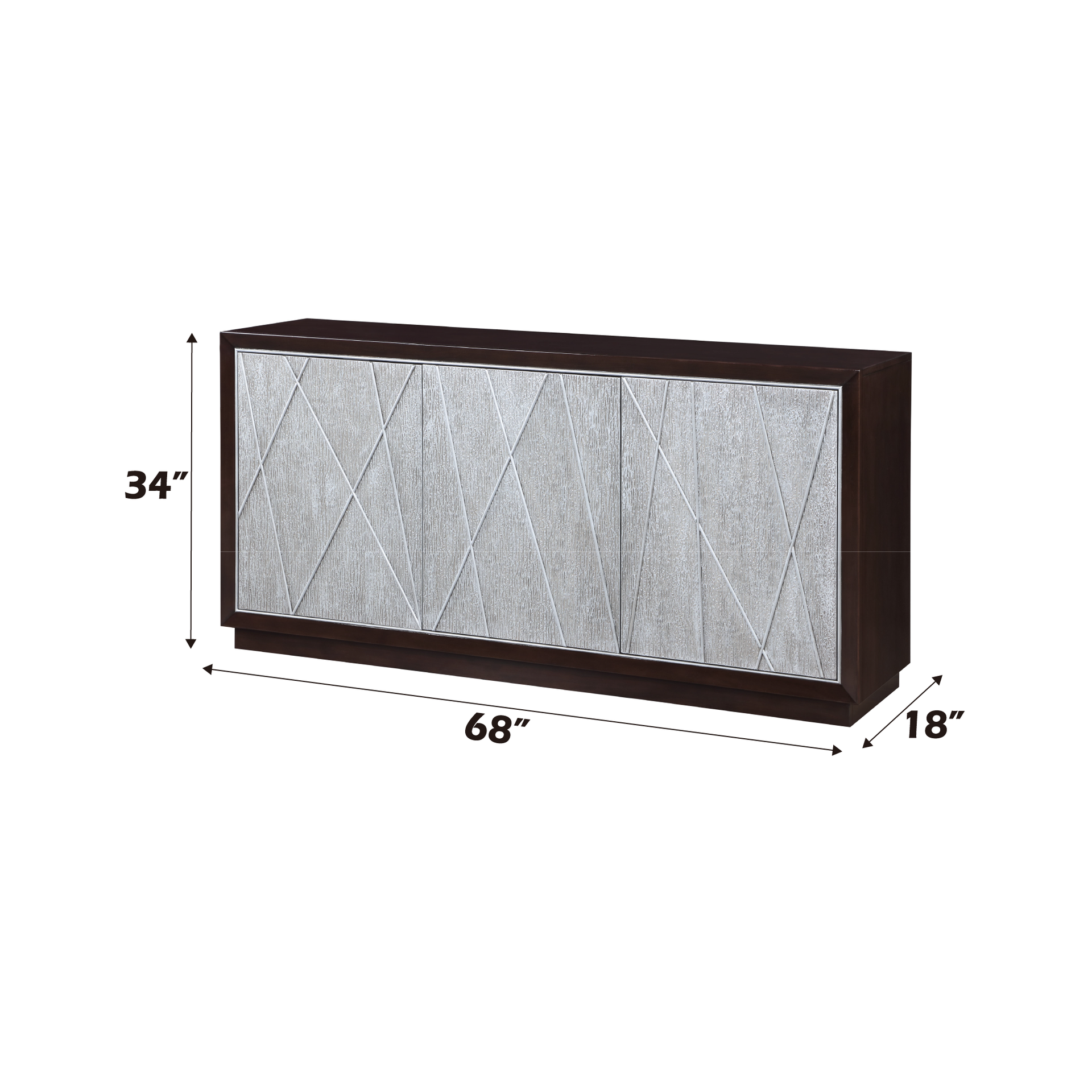 Geranio Metallic Silver & Walnut Finish Console Cabinet