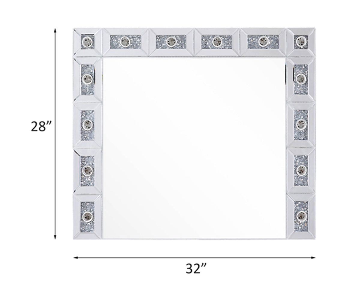 Noralie Mirrored & Faux Diamonds Accent Mirror (Assembled)