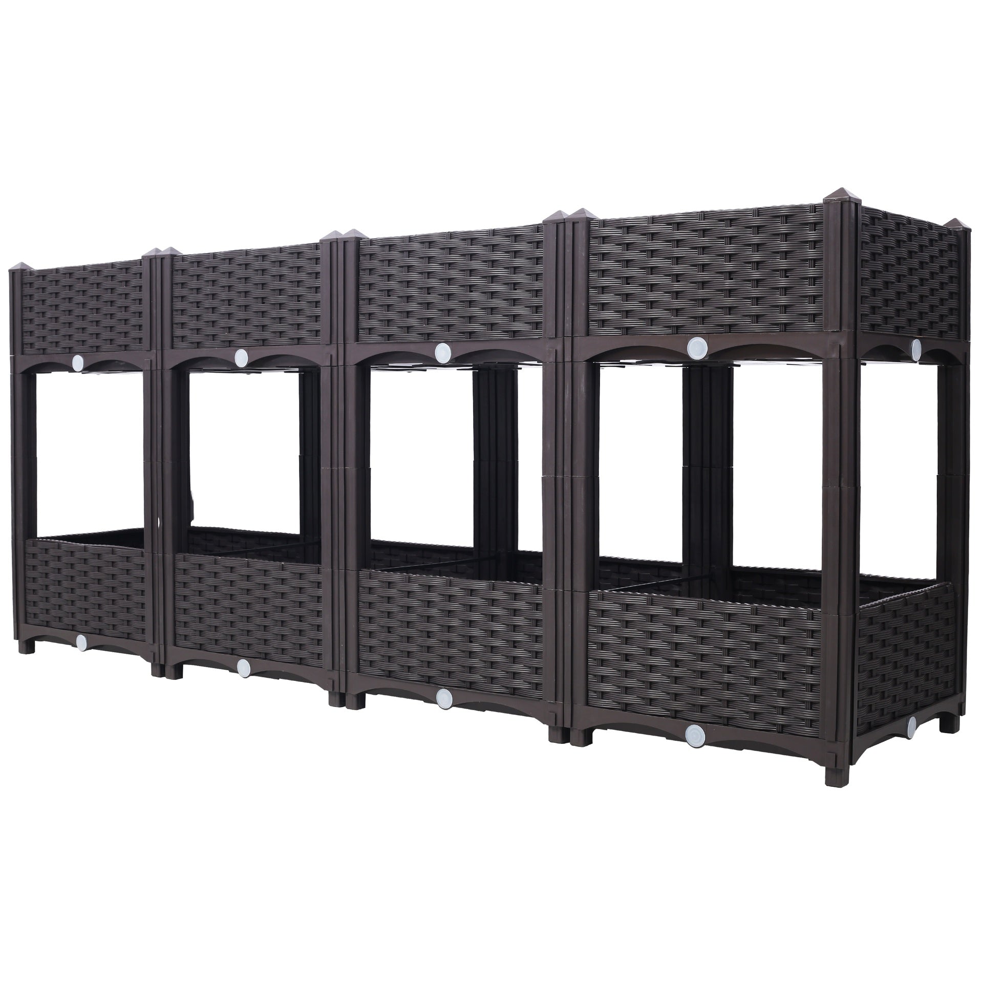 Planter Raised Beds - Elevated Planter Garden Box with Drainage Plug Raised Garden Beds for Vegetable/Flower/Herb Outdoor Standing Planter Beds Gardening Kit,Brown,63"x15.7"x27.7"