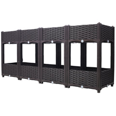 Planter Raised Beds - Elevated Planter Garden Box with Drainage Plug Raised Garden Beds for Vegetable/Flower/Herb Outdoor Standing Planter Beds Gardening Kit,Brown,63"x15.7"x27.7"