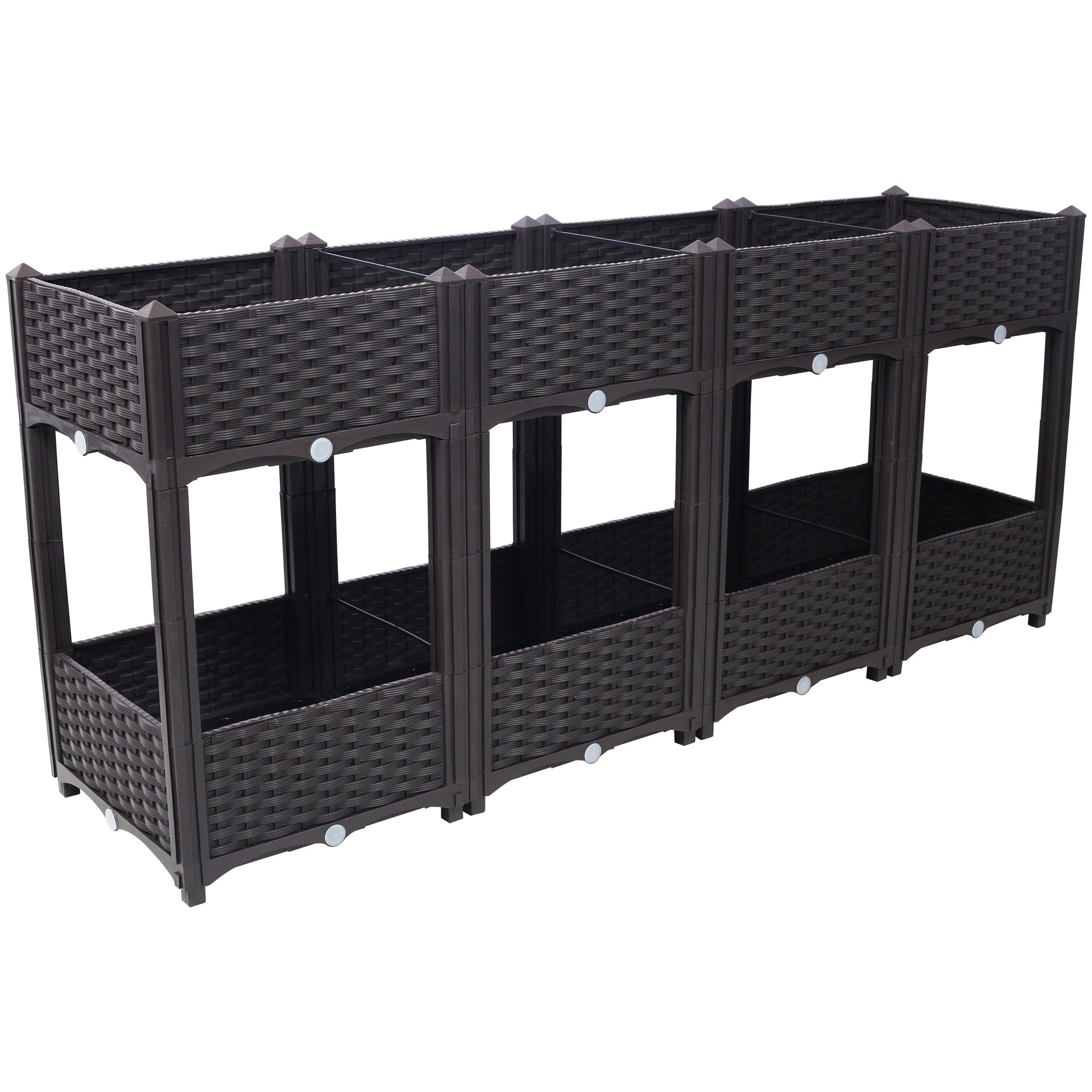 Planter Raised Beds - Elevated Planter Garden Box with Drainage Plug Raised Garden Beds for Vegetable/Flower/Herb Outdoor Standing Planter Beds Gardening Kit,Brown,63"x15.7"x27.7"