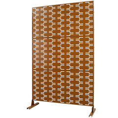 Outdoor & Indoor Privacy Screen Metal Privacy Screen 76" H×48" W, Freestanding Decorative Privacy Screen for Deck Balcony Patio, Privacy Fence Panels for Outside Lawn Garden PS112 BROWN