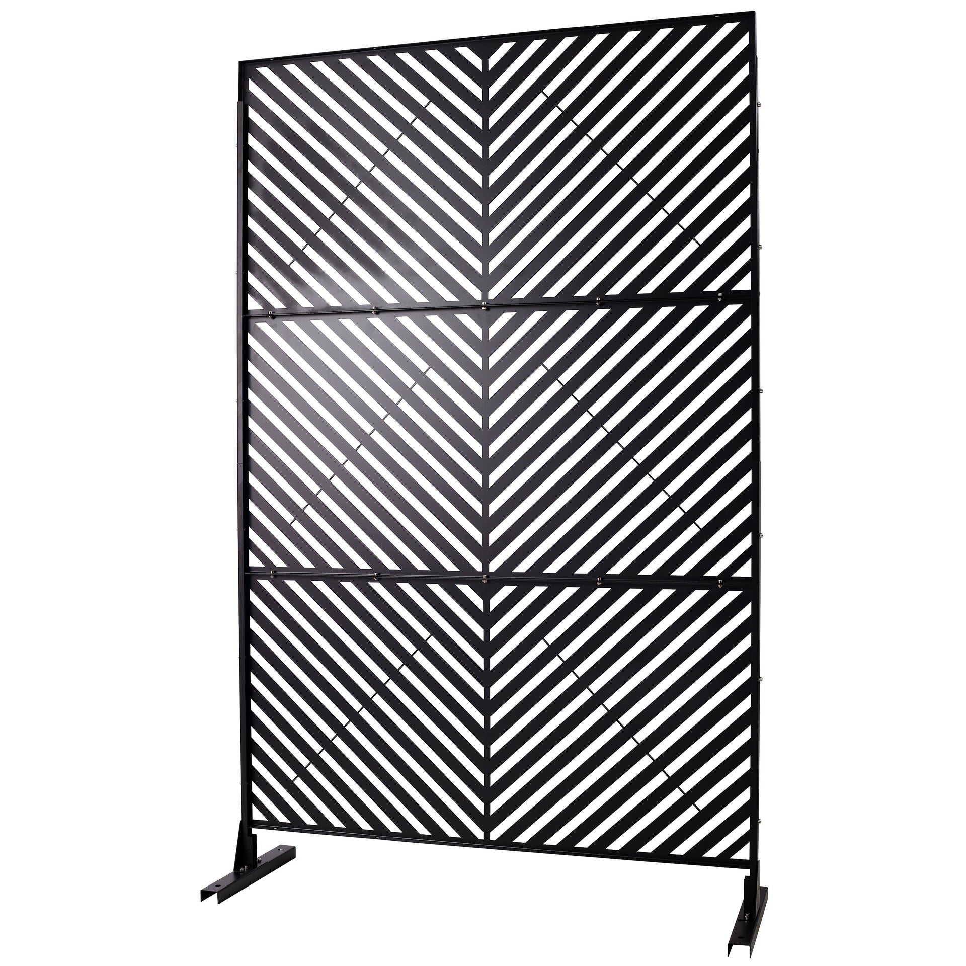 Outdoor & Indoor Privacy Screen Metal Privacy Screen 76" H×48" W, Freestanding Decorative Privacy Screen for Deck Balcony Patio, Privacy Fence Panels for Outside Lawn Garden PS113 BLACK