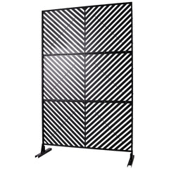 Outdoor & Indoor Privacy Screen Metal Privacy Screen 76" H×48" W, Freestanding Decorative Privacy Screen for Deck Balcony Patio, Privacy Fence Panels for Outside Lawn Garden PS113 BLACK