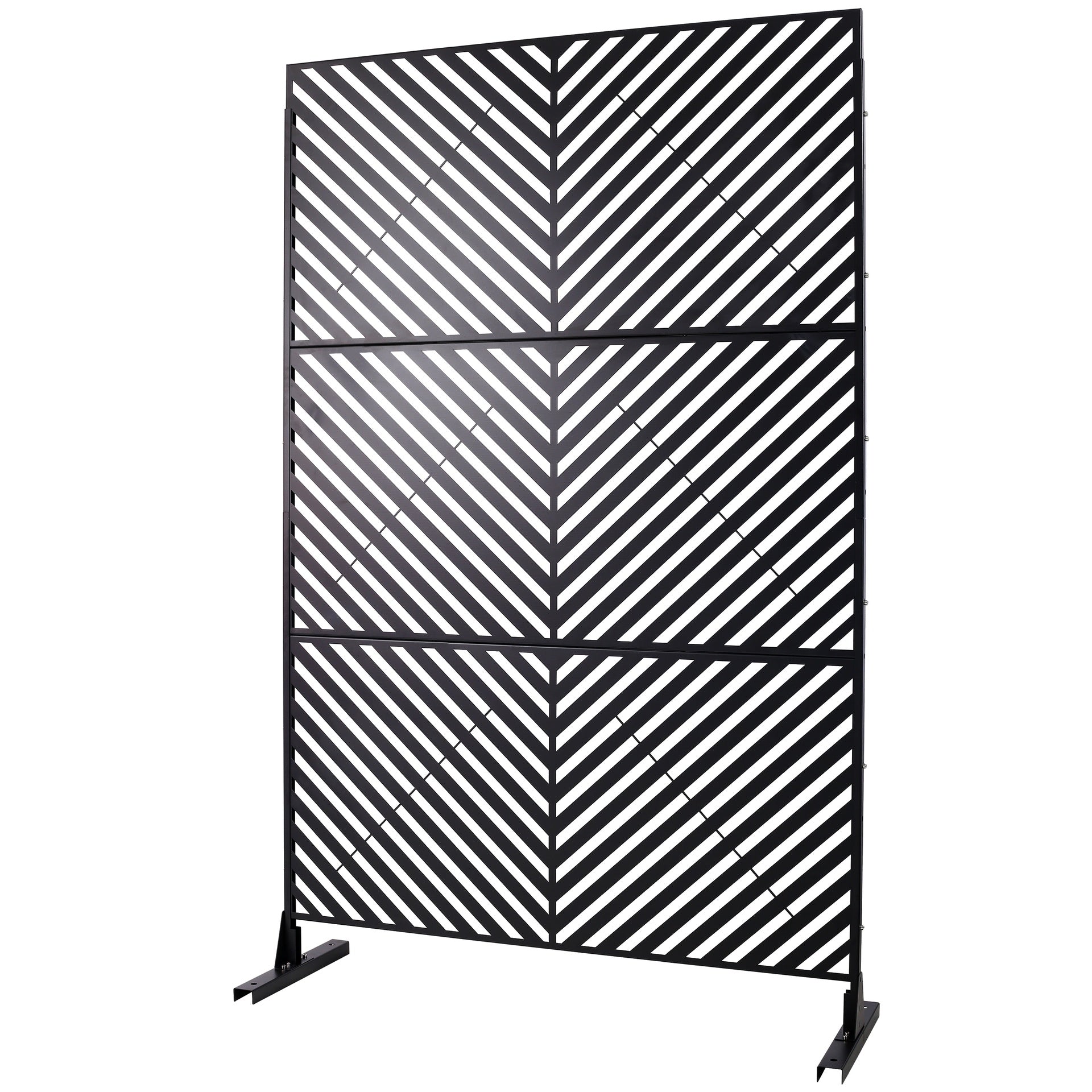 Outdoor & Indoor Privacy Screen Metal Privacy Screen 76" H×48" W, Freestanding Decorative Privacy Screen for Deck Balcony Patio, Privacy Fence Panels for Outside Lawn Garden PS113 BLACK
