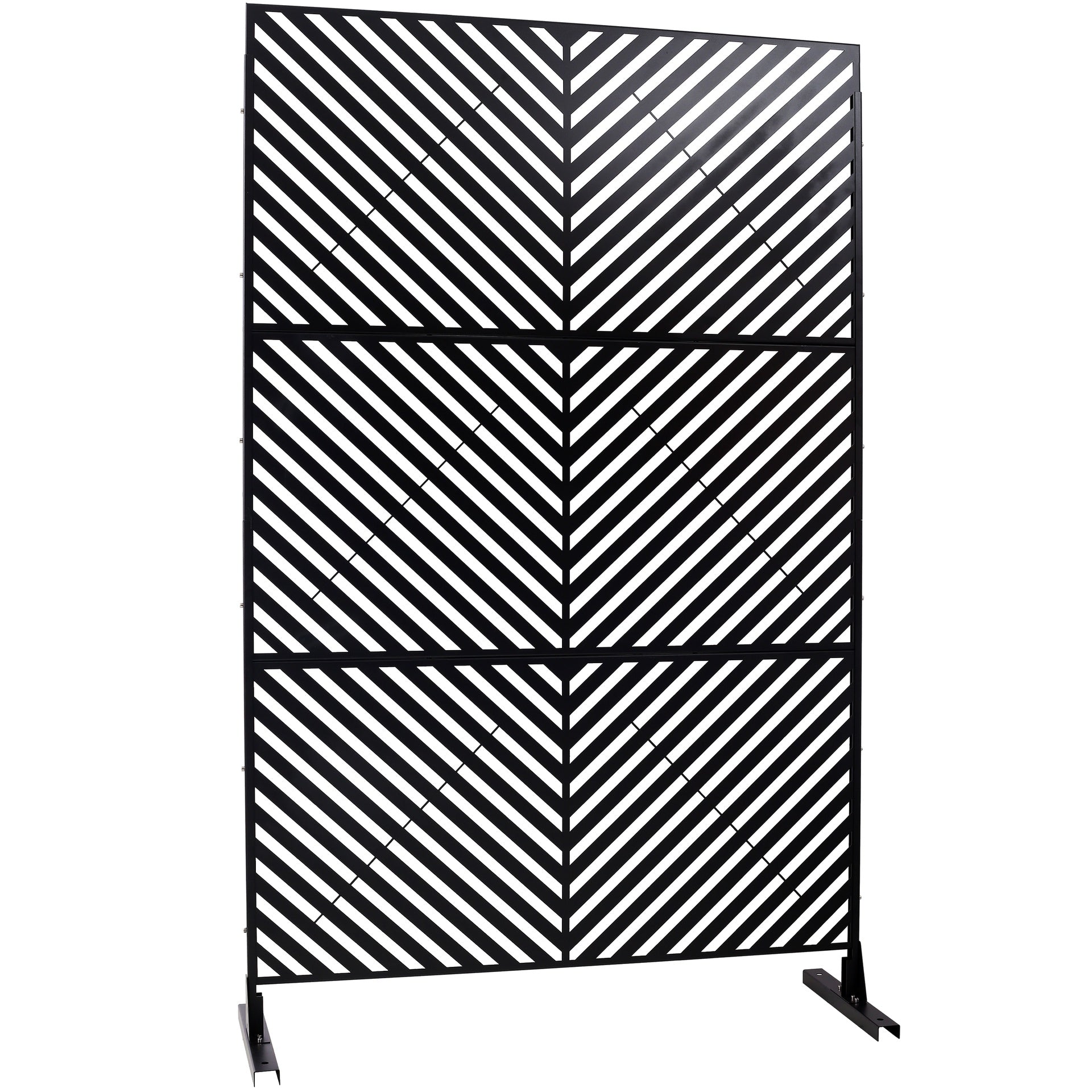 Outdoor & Indoor Privacy Screen Metal Privacy Screen 76" H×48" W, Freestanding Decorative Privacy Screen for Deck Balcony Patio, Privacy Fence Panels for Outside Lawn Garden PS113 BLACK