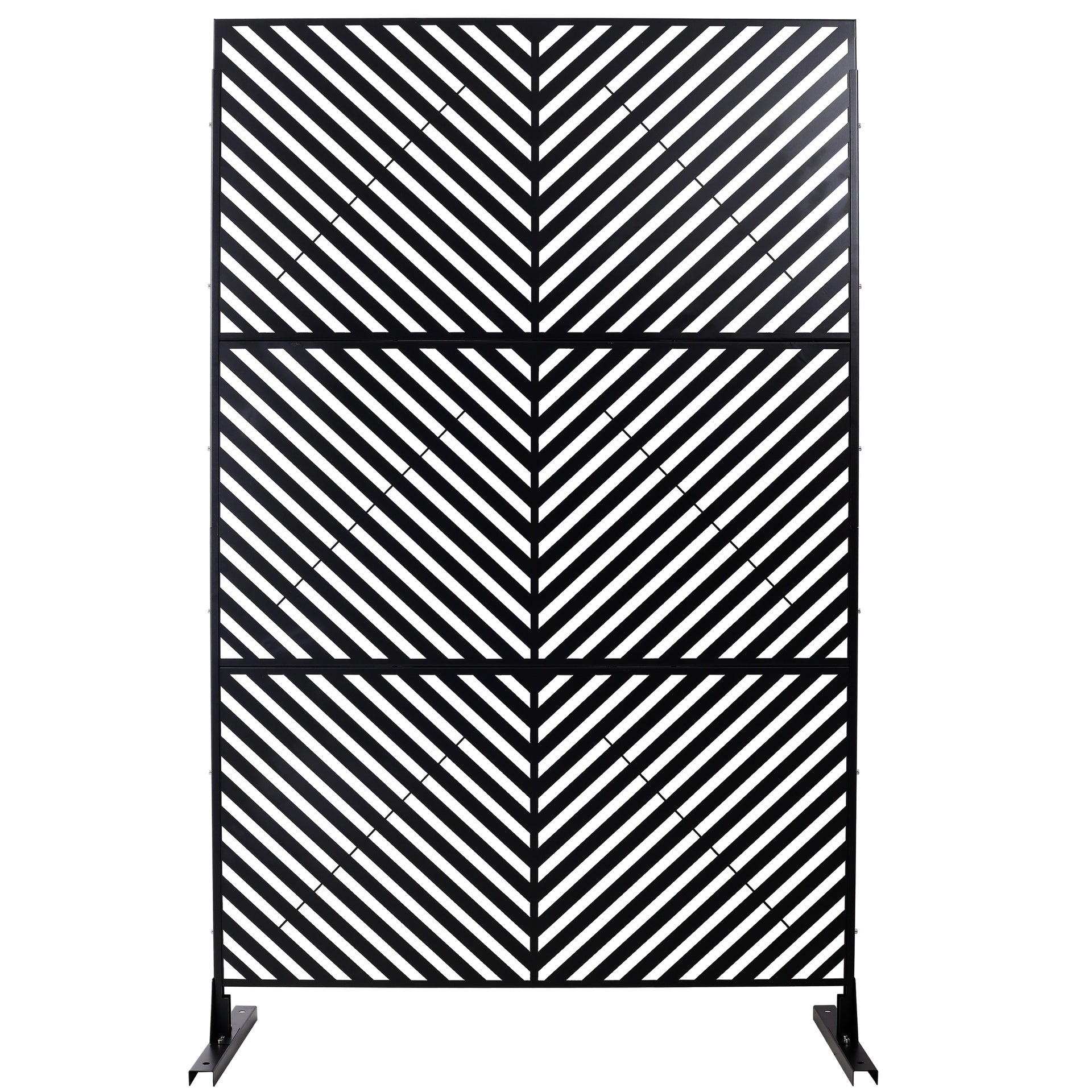 Outdoor & Indoor Privacy Screen Metal Privacy Screen 76" H×48" W, Freestanding Decorative Privacy Screen for Deck Balcony Patio, Privacy Fence Panels for Outside Lawn Garden PS113 BLACK
