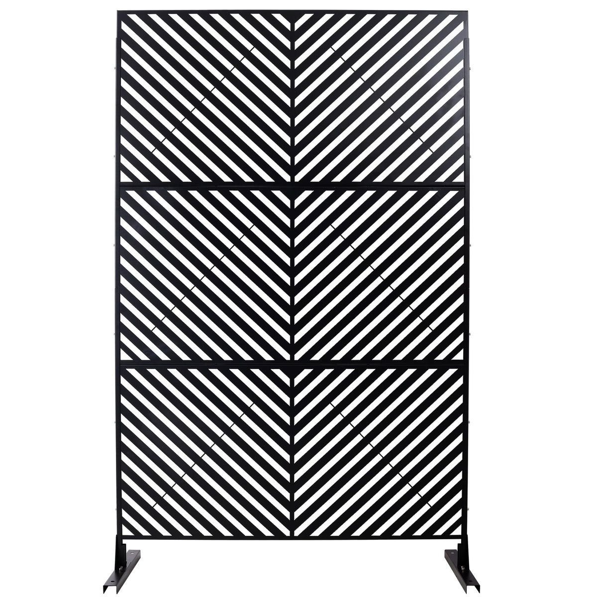 Outdoor & Indoor Privacy Screen Metal Privacy Screen 76" H×48" W, Freestanding Decorative Privacy Screen for Deck Balcony Patio, Privacy Fence Panels for Outside Lawn Garden PS113 BLACK
