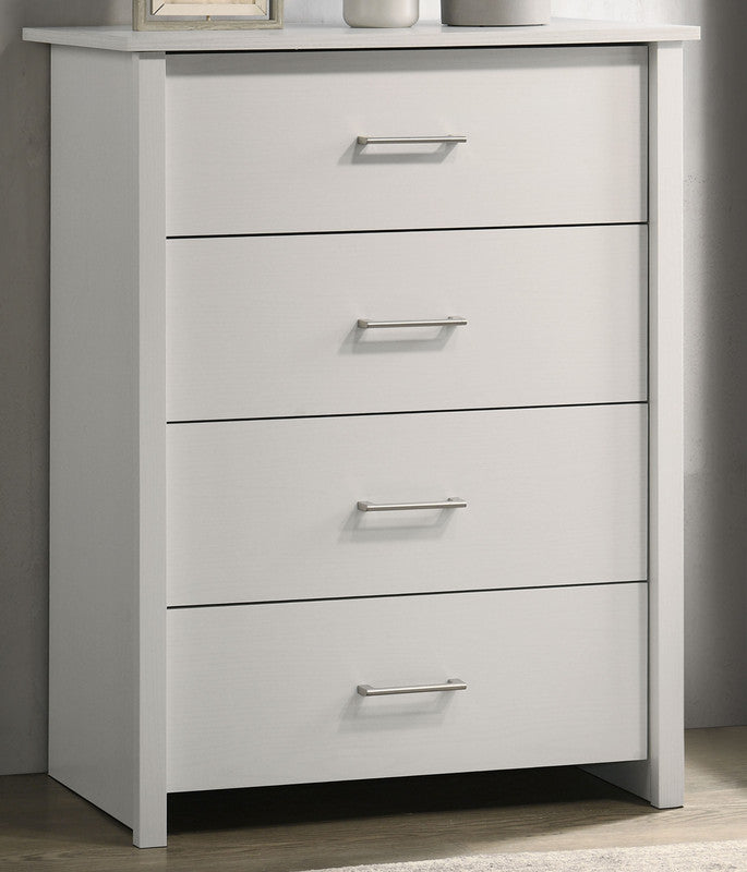 Seraphiel 32"W White 4-Drawer Chest with Silver Handles