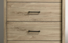 Seraphiel 32"W Light Oak Finish 4-Drawer Chest with Black Handles