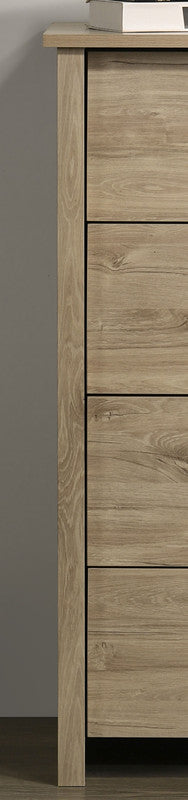 Seraphiel 32"W Light Oak Finish 4-Drawer Chest with Black Handles