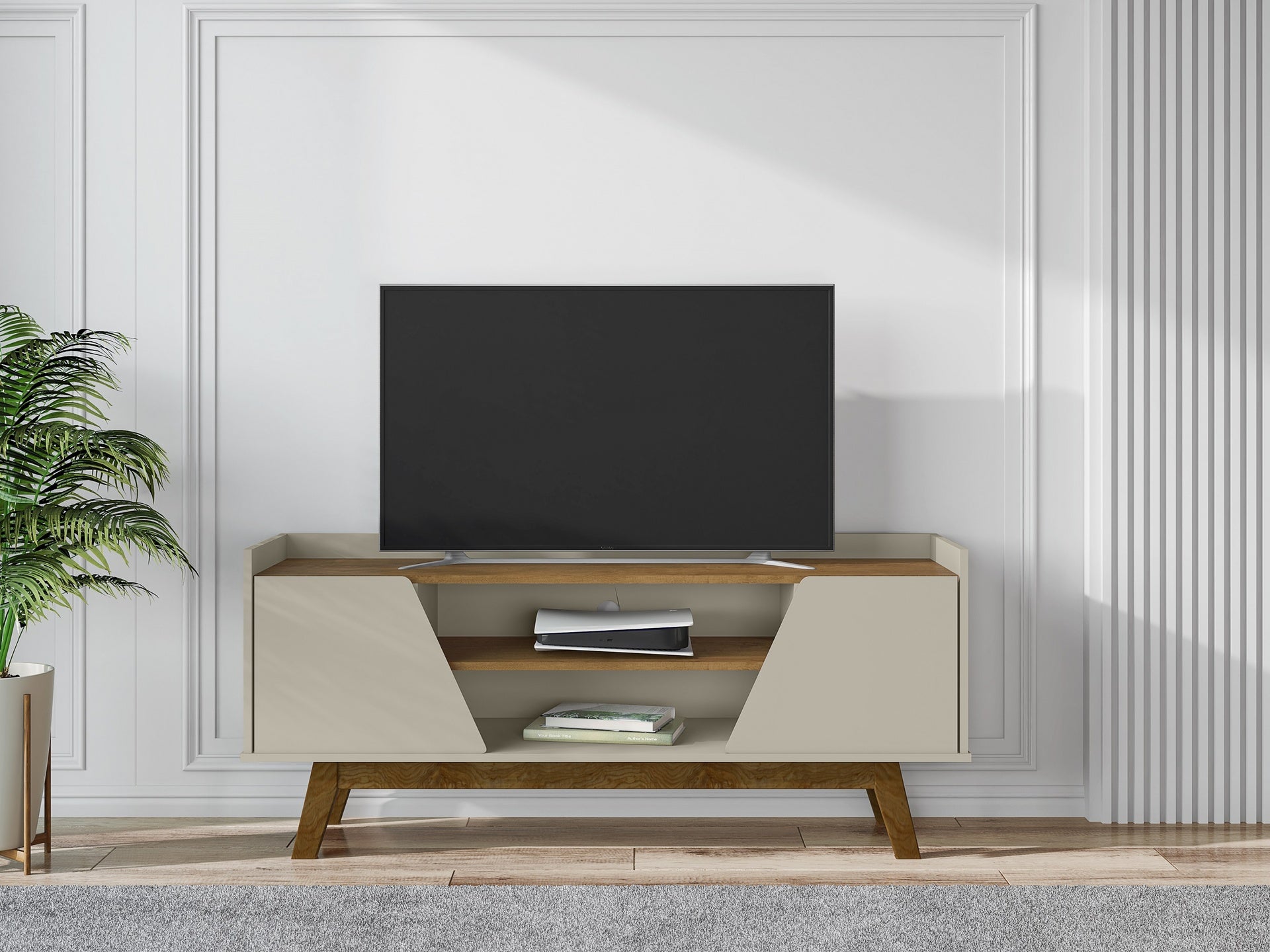 TV Stand in Greige and Brown