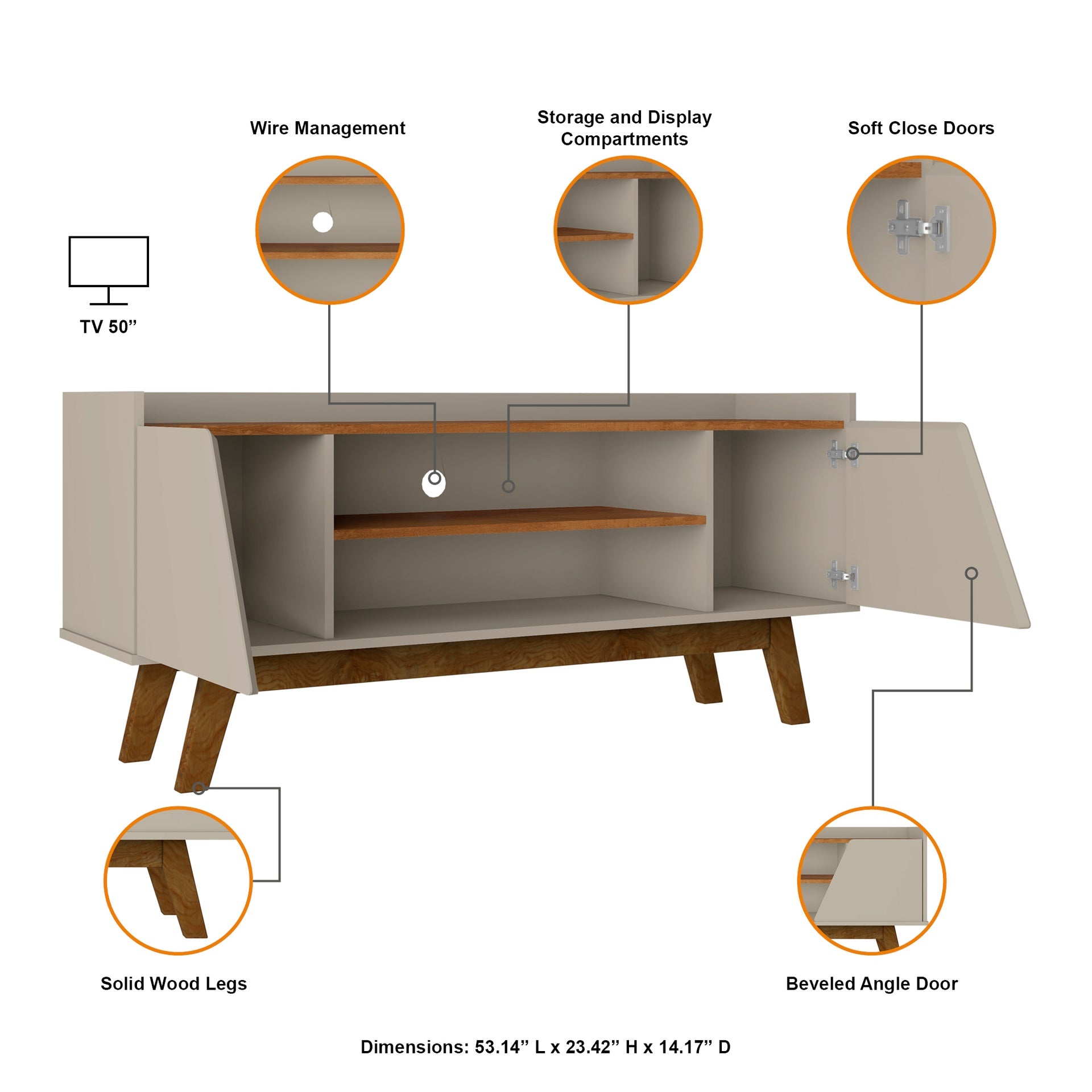 TV Stand in Greige and Brown