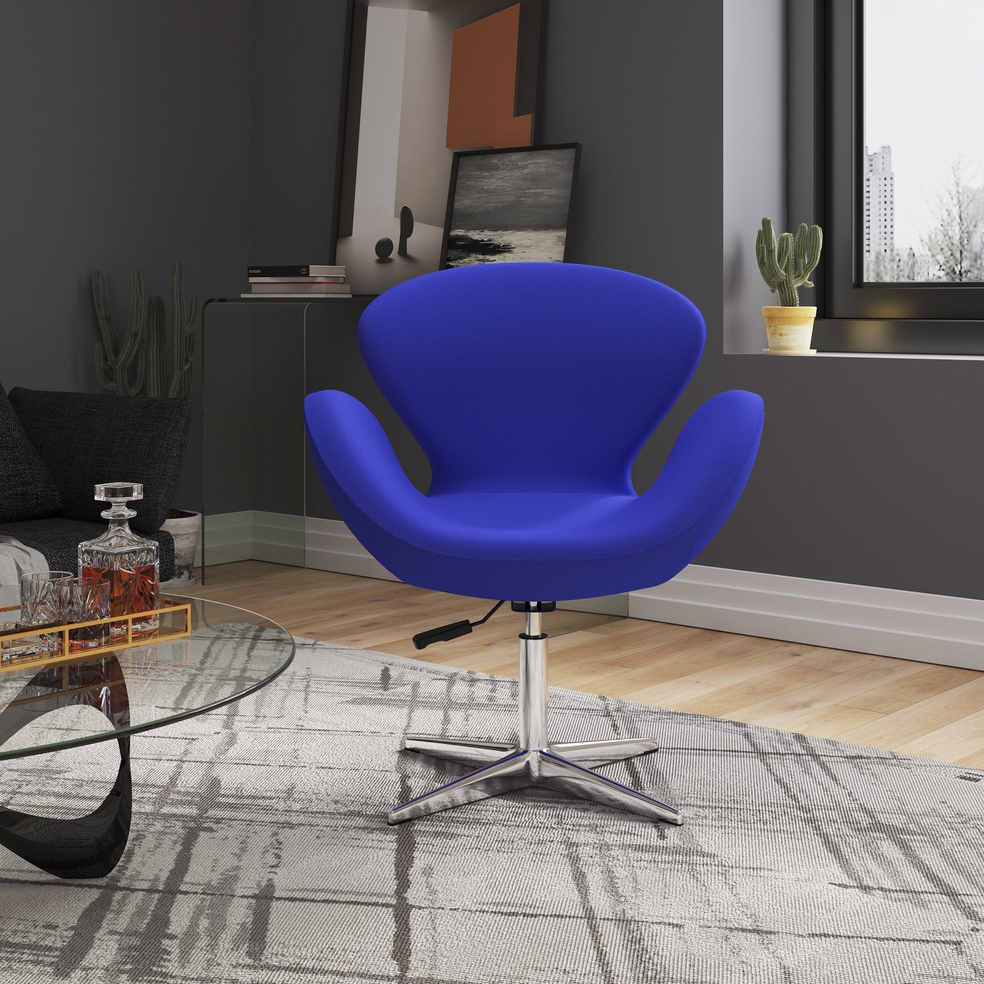 Swivel Lounge Chair in Blue