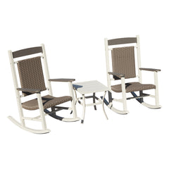Outdoor Rocking Chairs Set of 3, Durable HDPE Patio Oversized Rockers for Adults, Wicker Rocking Chair with 380lbs Support, Weather-Resistant