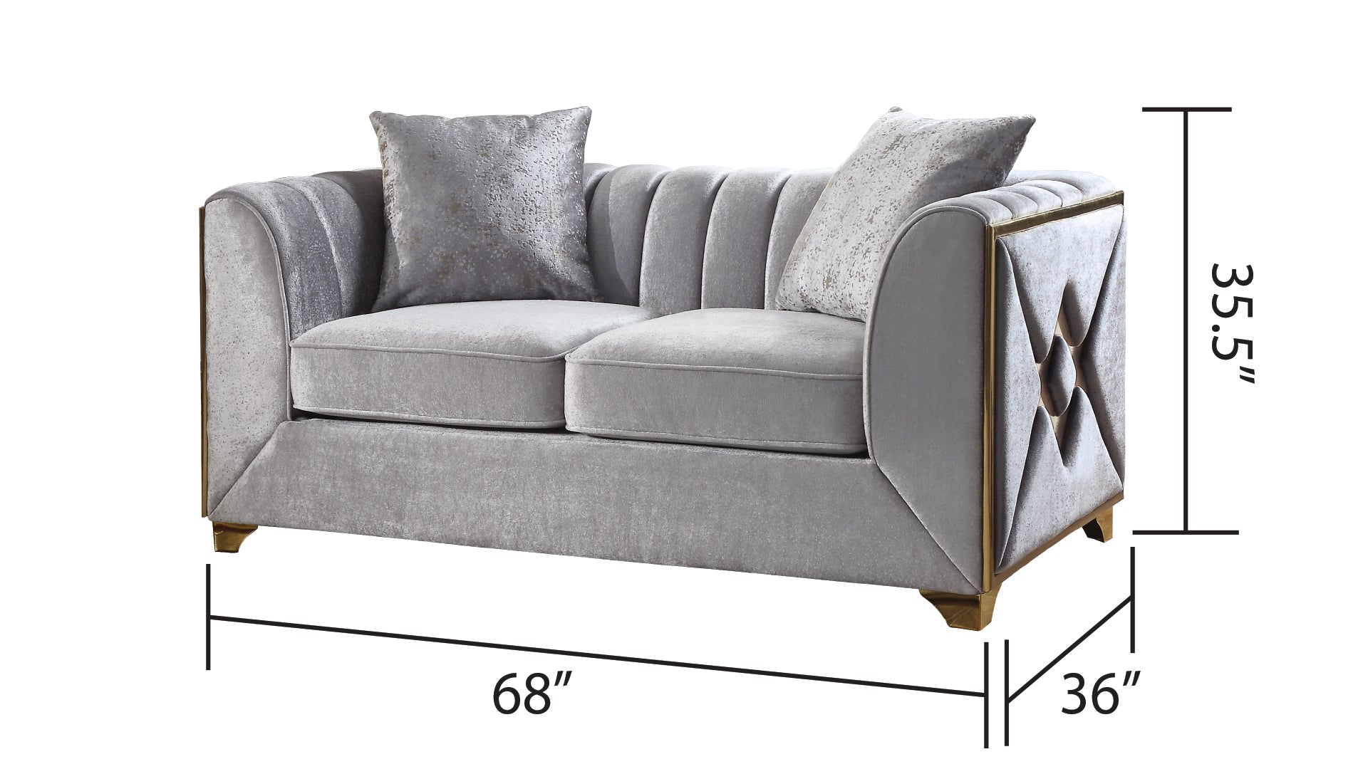 Velencia Modern Style Loveseat in Silver same as G150109222  (NJ inventory)