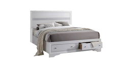 Traditional Style Full 5pc Storage Bedroom Set made with Wood in White
