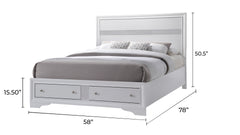 Traditional Style Full 5pc Storage Bedroom Set made with Wood in White