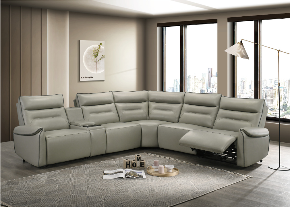 Jayke Top Grain Leather Match Power Motion Sectional Sofa, with Reading Lamp, Cupholder with Lights, Heat& Cooling Function, Wireless Charger with Type A&C Charging Port, Power Switch with USB Port