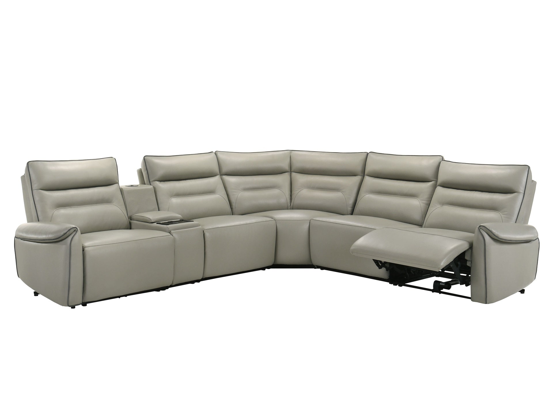 Jayke Top Grain Leather Match Power Motion Sectional Sofa, with Reading Lamp, Cupholder with Lights, Heat& Cooling Function, Wireless Charger with Type A&C Charging Port, Power Switch with USB Port