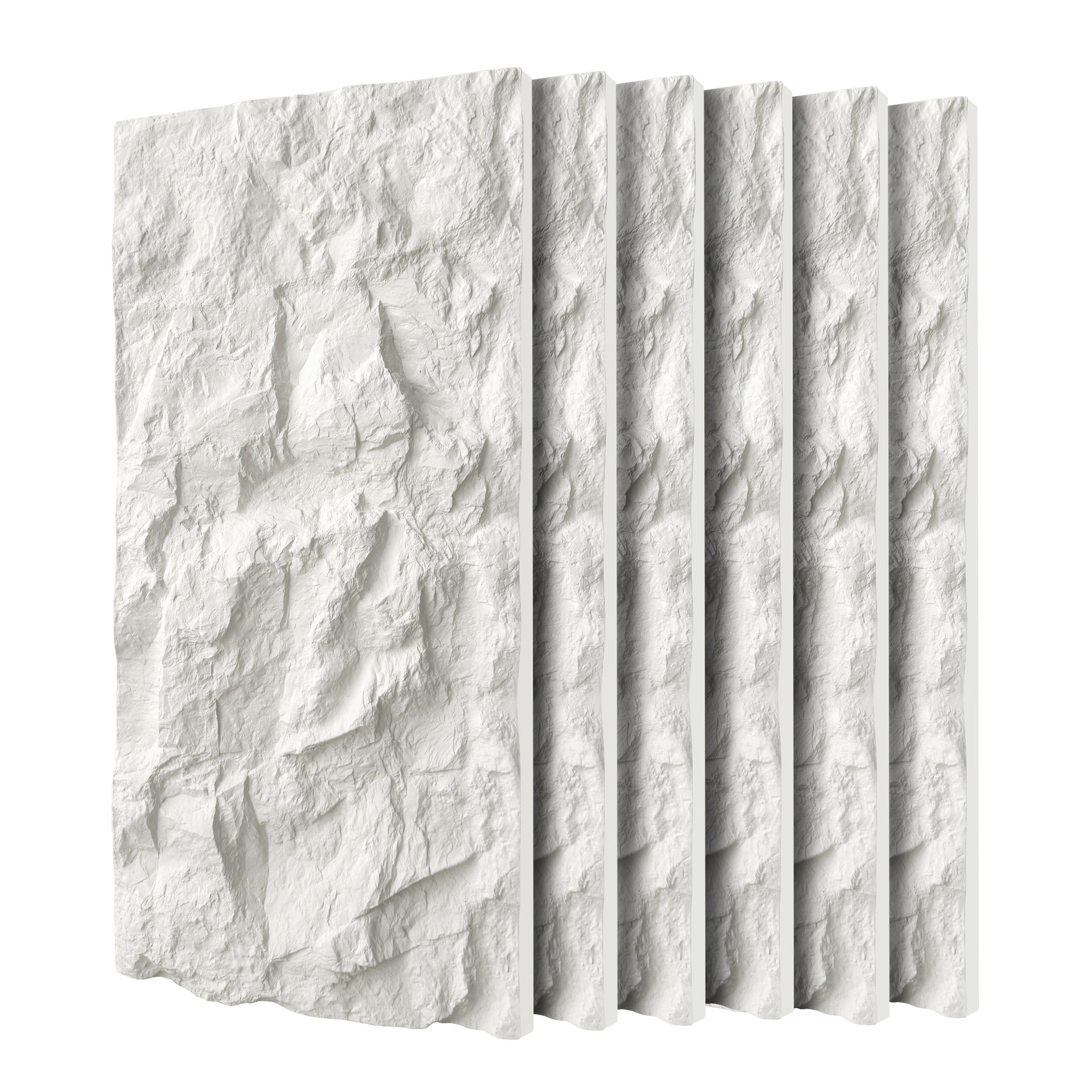 3D Faux Stone Wall Panels, 6 PCS PU Wainscoting Panel for Interior Wall Decor, Flame-resistant & Lightweight & Waterproof , for TV Wall, Office, Living Room,  47.24" × 23.62"(Rock Stone)(White Marble)