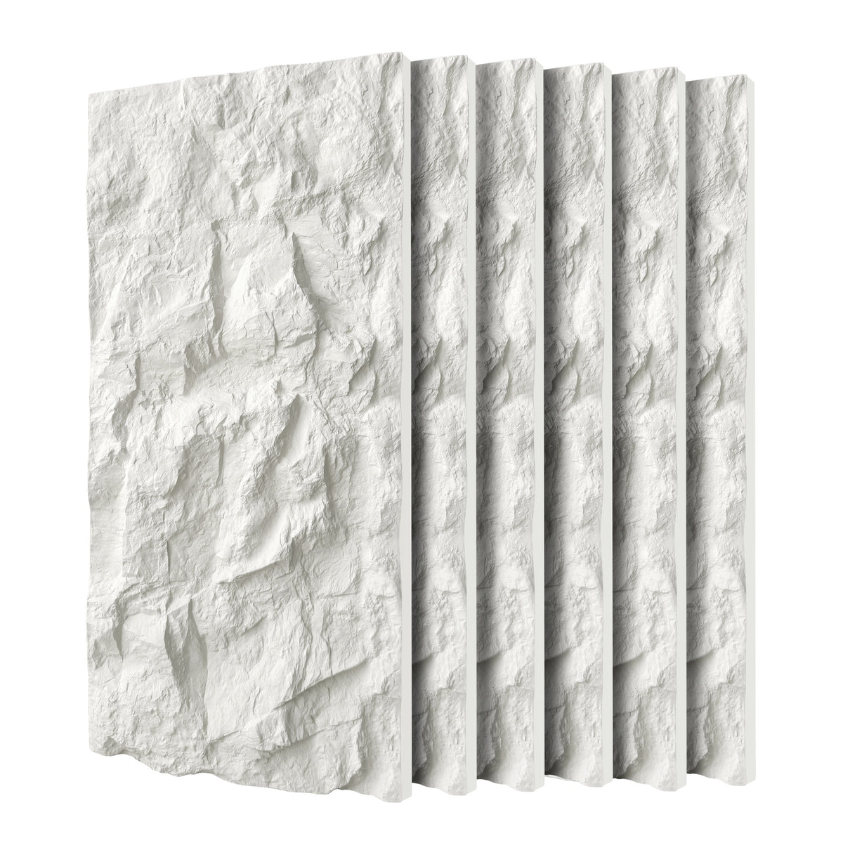 3D Faux Stone Wall Panels, 6 PCS PU Wainscoting Panel for Interior Wall Decor, Flame-resistant & Lightweight & Waterproof , for TV Wall, Office, Living Room,  47.24" × 23.62"(Rock Stone)(White Marble)