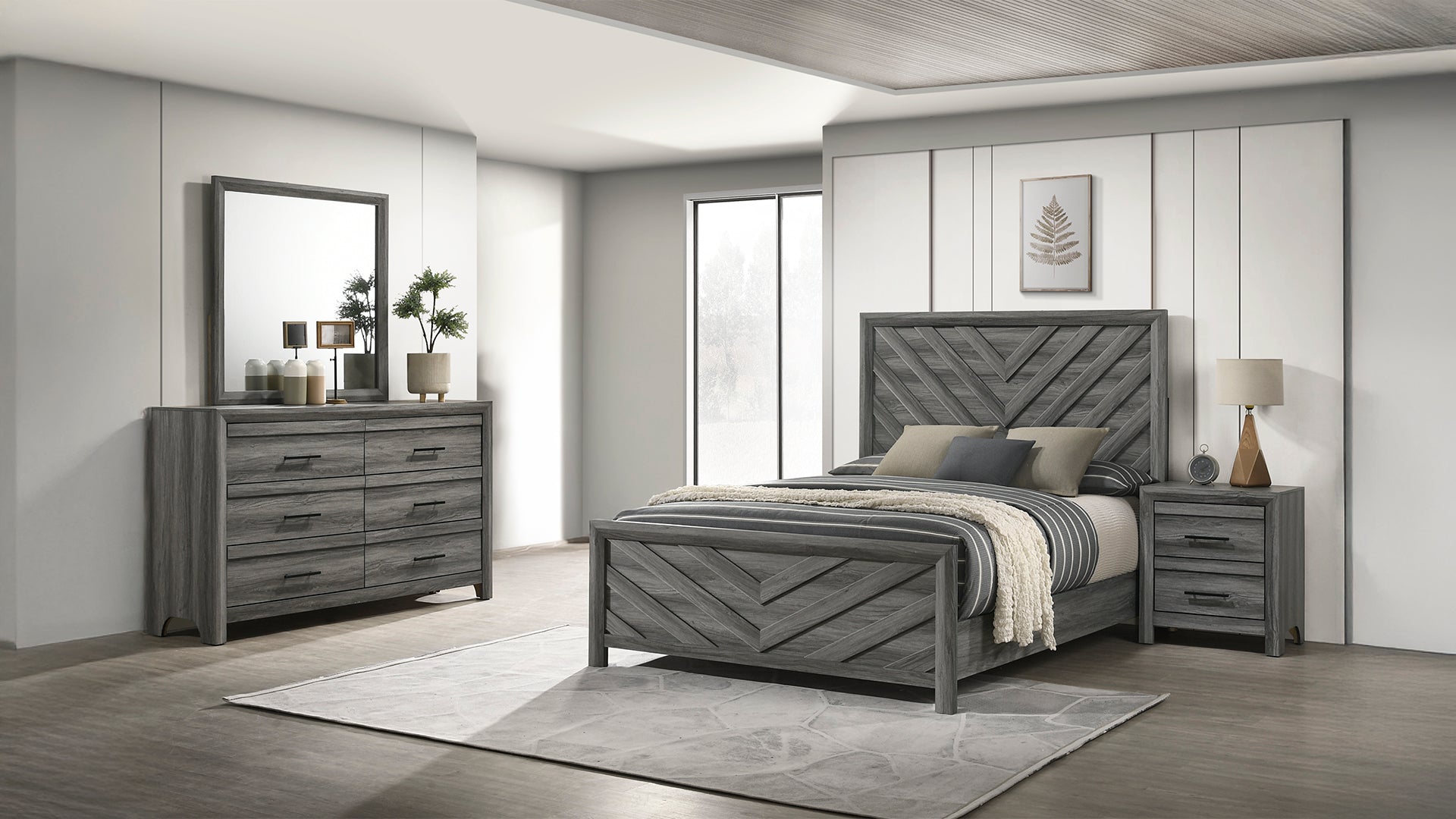 Denver Modern Style 4 Pc Twin Bedroom Set Made with Wood in Gray (NJ INVENTORY)