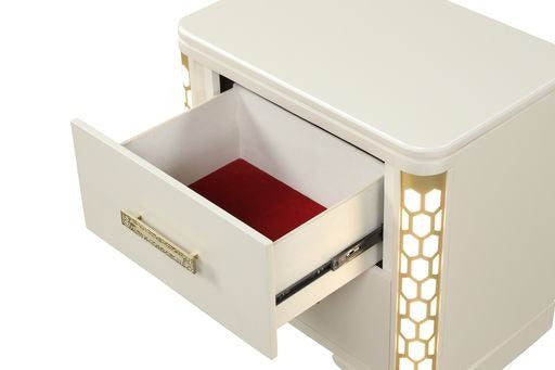 Jasmine Nightstand with side LED lightning made with Wood in Beige same as G150109065 (NJ inventory)