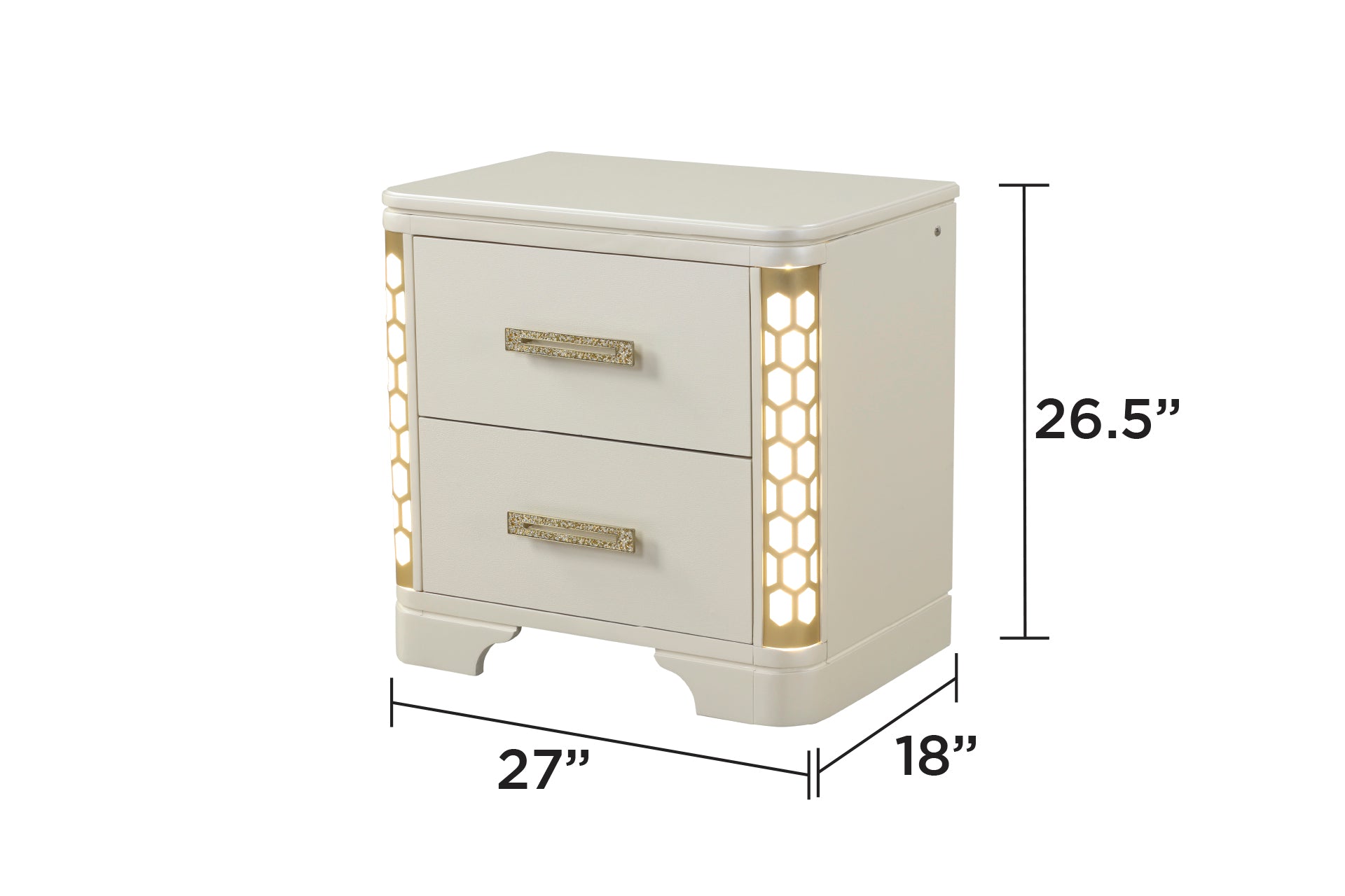 jasmine Queen 4 Pc Unique LED Bedroom Set made with Wood in Beige(NJ INVENTORY)