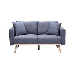 Elio 56.5"W Dark Gray Linen Fabric Loveseat with USB Charging Ports Pockets & Pillows