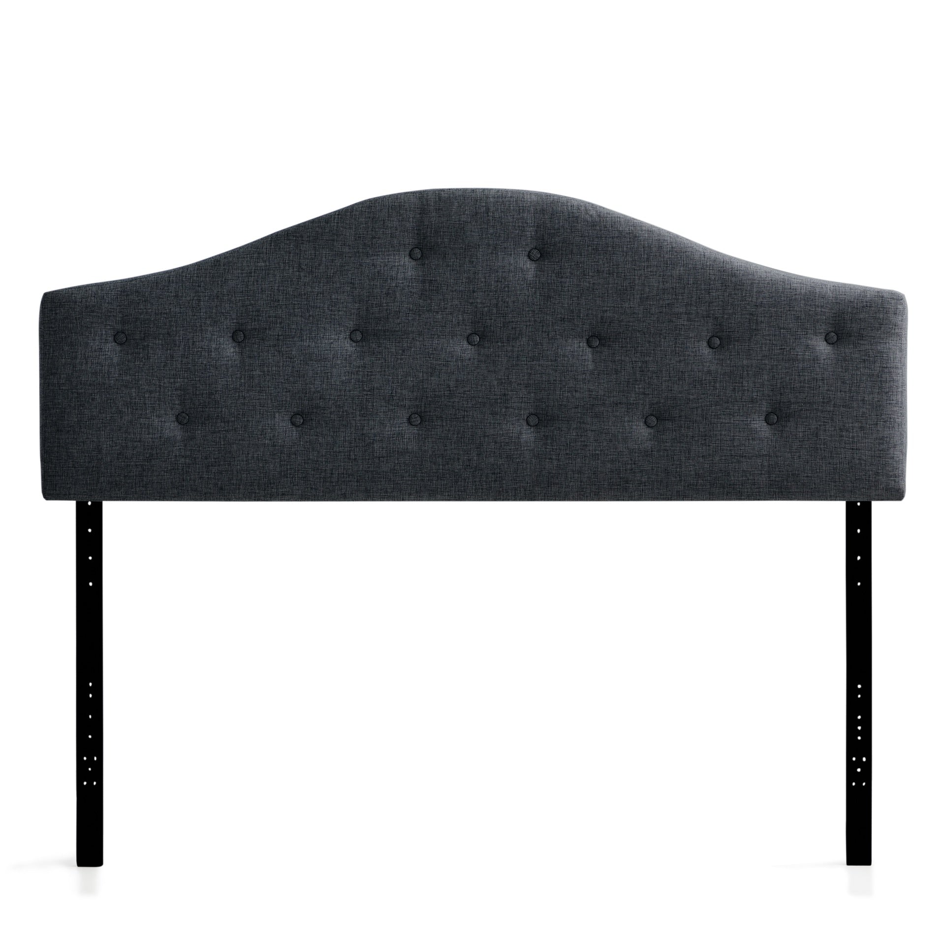 Everlane Home Curved Mid-Rise Upholstered Headboard with Button Tufting, King, Slate