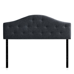 Everlane Home Curved Mid-Rise Upholstered Headboard with Button Tufting, King, Slate
