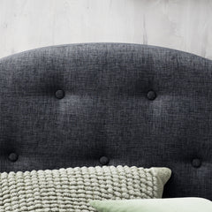 Everlane Home Curved Mid-Rise Upholstered Headboard with Button Tufting, King, Slate