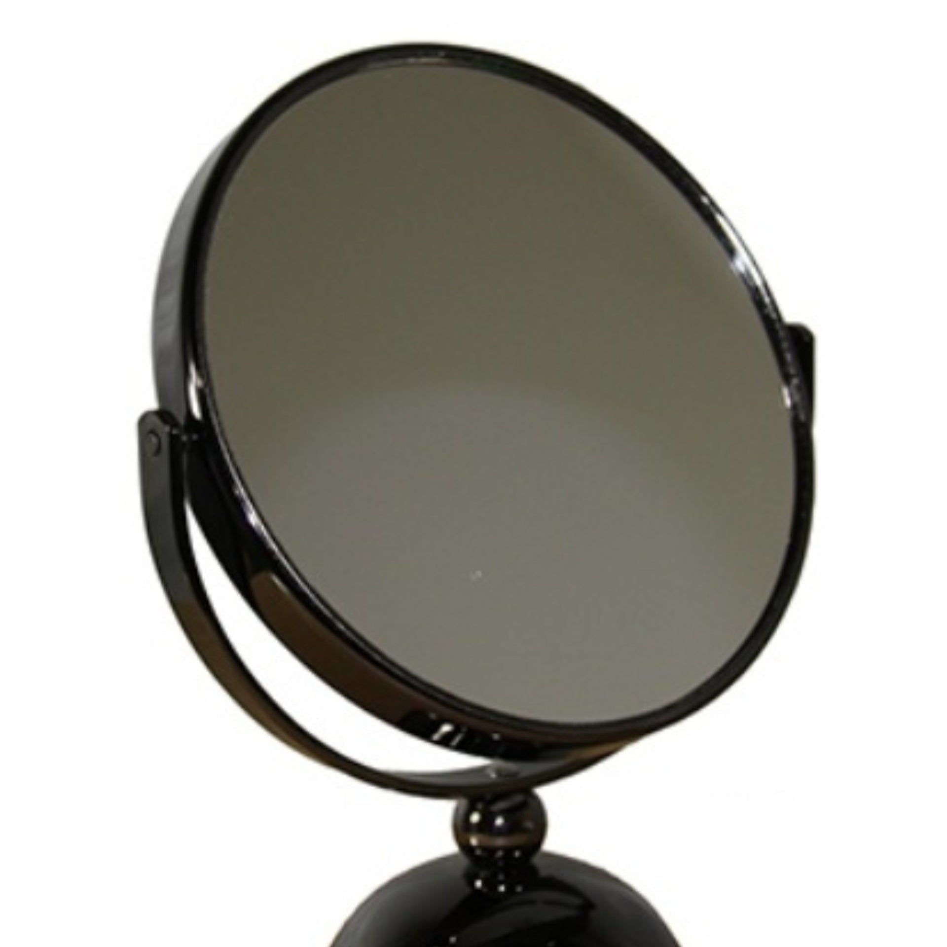 5.5" Diameter Chrome Make-Up Mirror, x5 magnification, Black finish