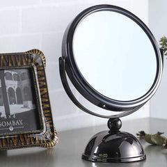 5.5" Diameter Chrome Make-Up Mirror, x5 magnification, Black finish