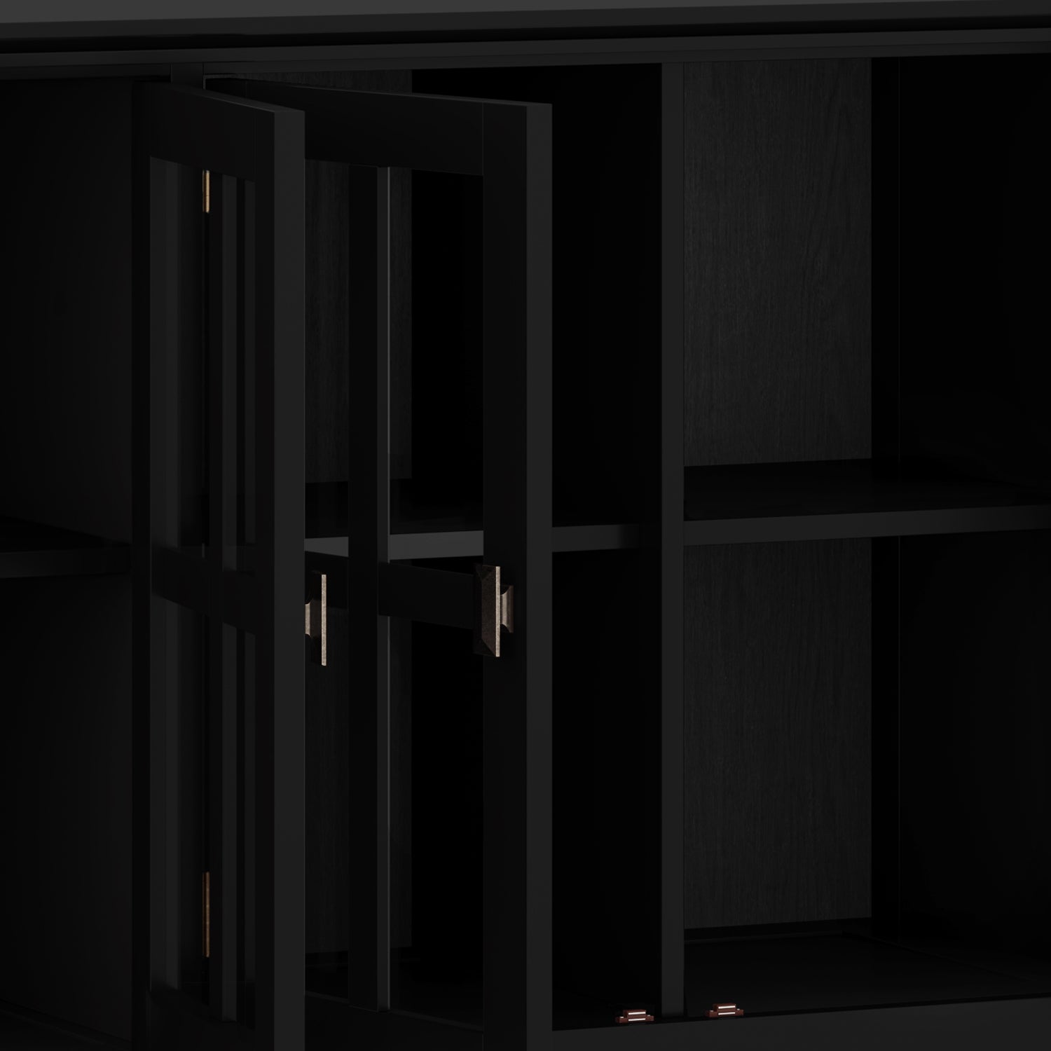 Artisan 66 inch Wide Solid Wood Wide 4 Door Storage Cabinet in Black