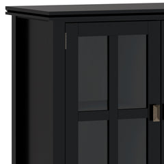 Artisan 66 inch Wide Solid Wood Wide 4 Door Storage Cabinet in Black