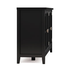 Artisan 66 inch Wide Solid Wood Wide 4 Door Storage Cabinet in Black