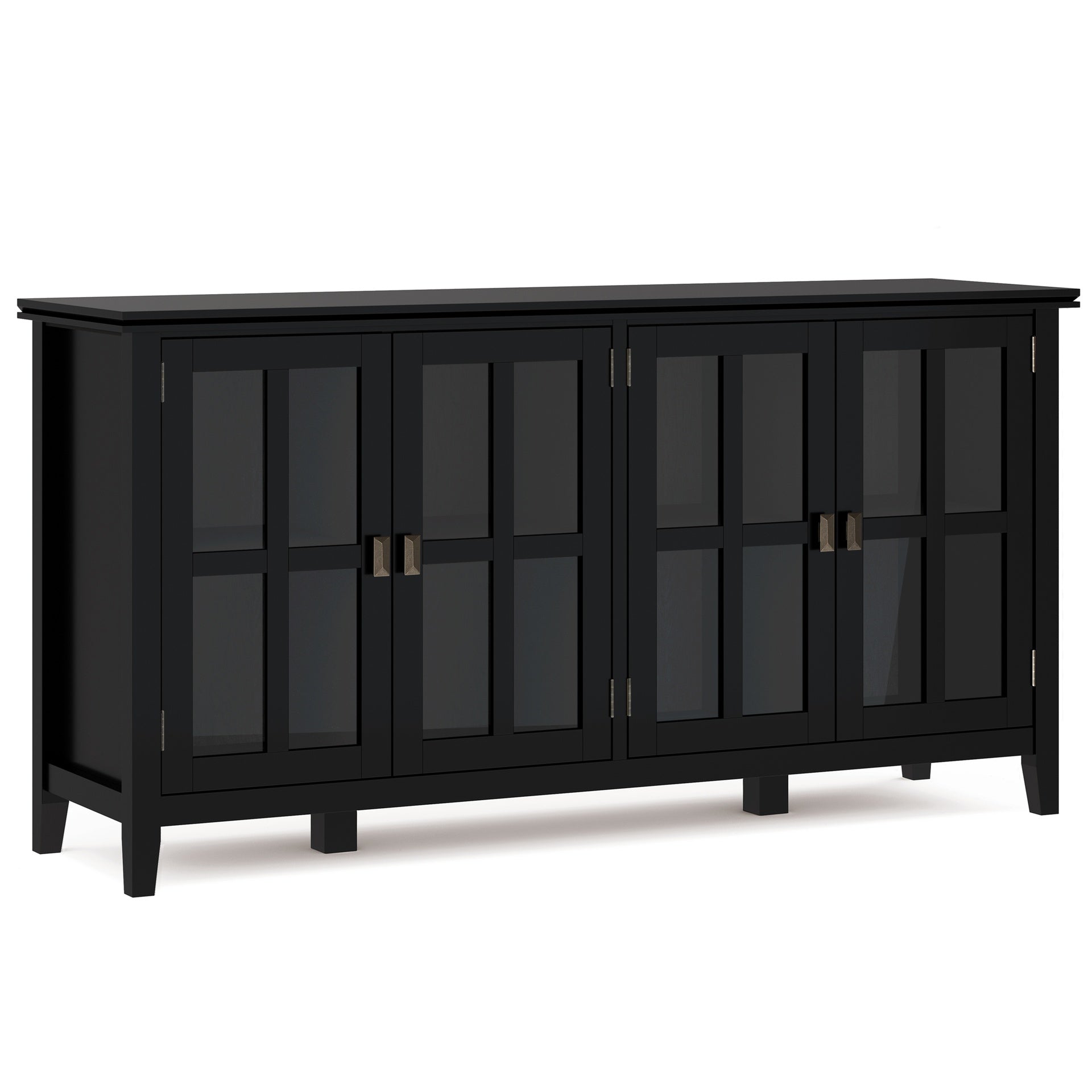 Artisan 66 inch Wide Solid Wood Wide 4 Door Storage Cabinet in Black