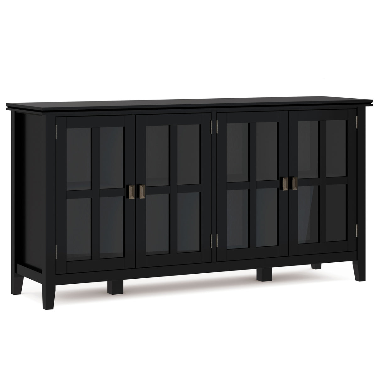 Artisan 66 inch Wide Solid Wood Wide 4 Door Storage Cabinet in Black