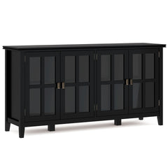 Artisan 66 inch Wide Solid Wood Wide 4 Door Storage Cabinet in Black