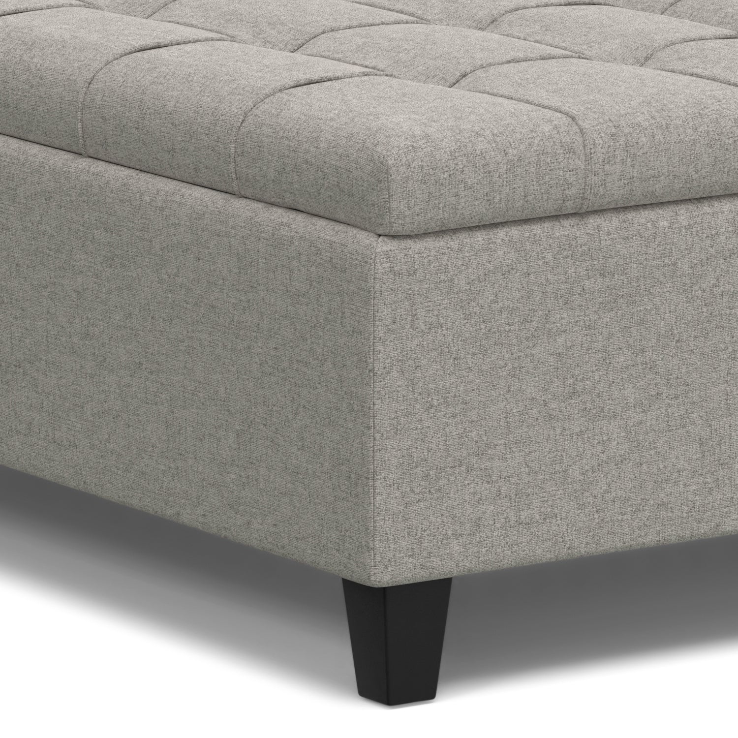 Harrison 40 inch Wide Large Square Coffee Table Storage Ottoman in Cloud Grey Linen Look Fabric