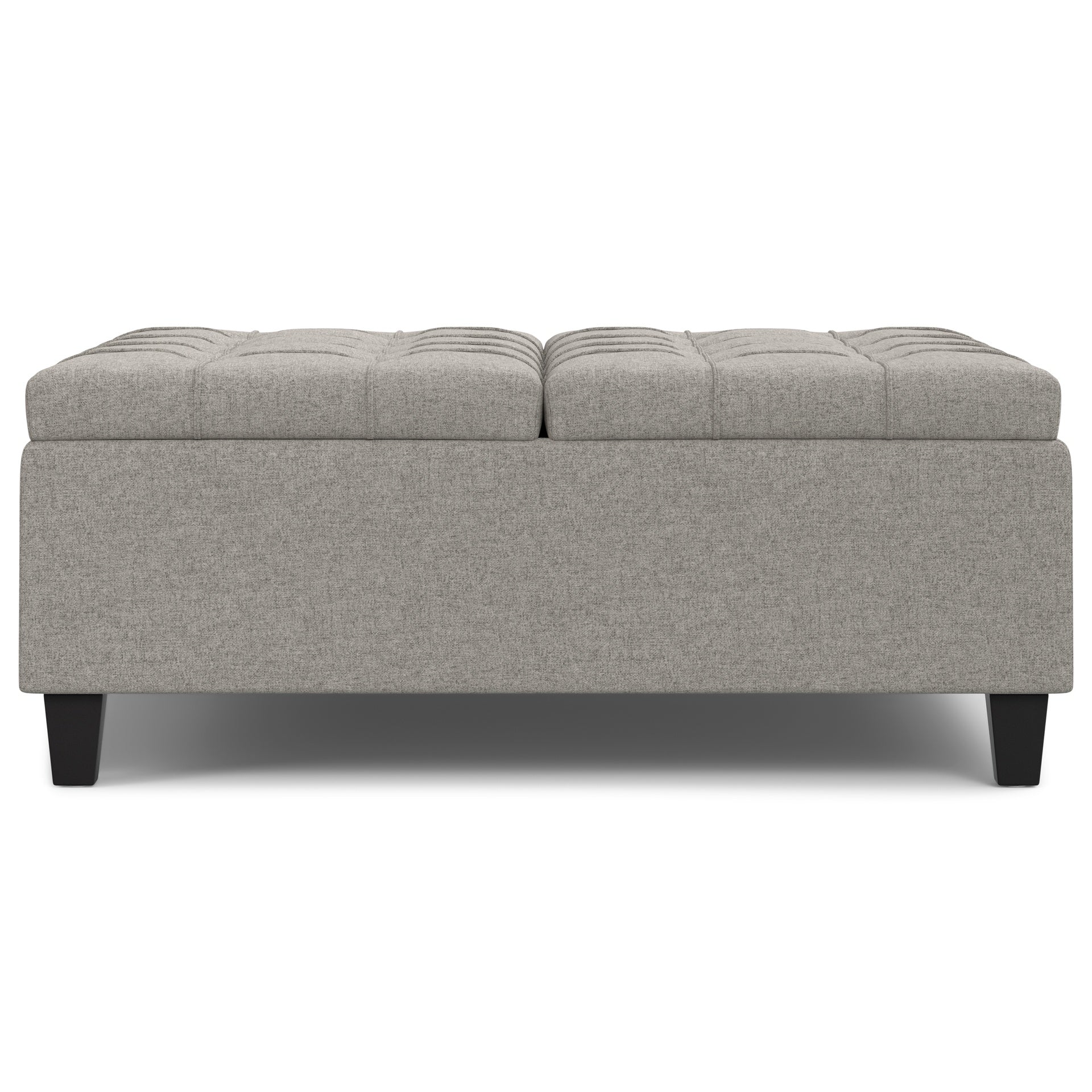 Harrison 40 inch Wide Large Square Coffee Table Storage Ottoman in Cloud Grey Linen Look Fabric