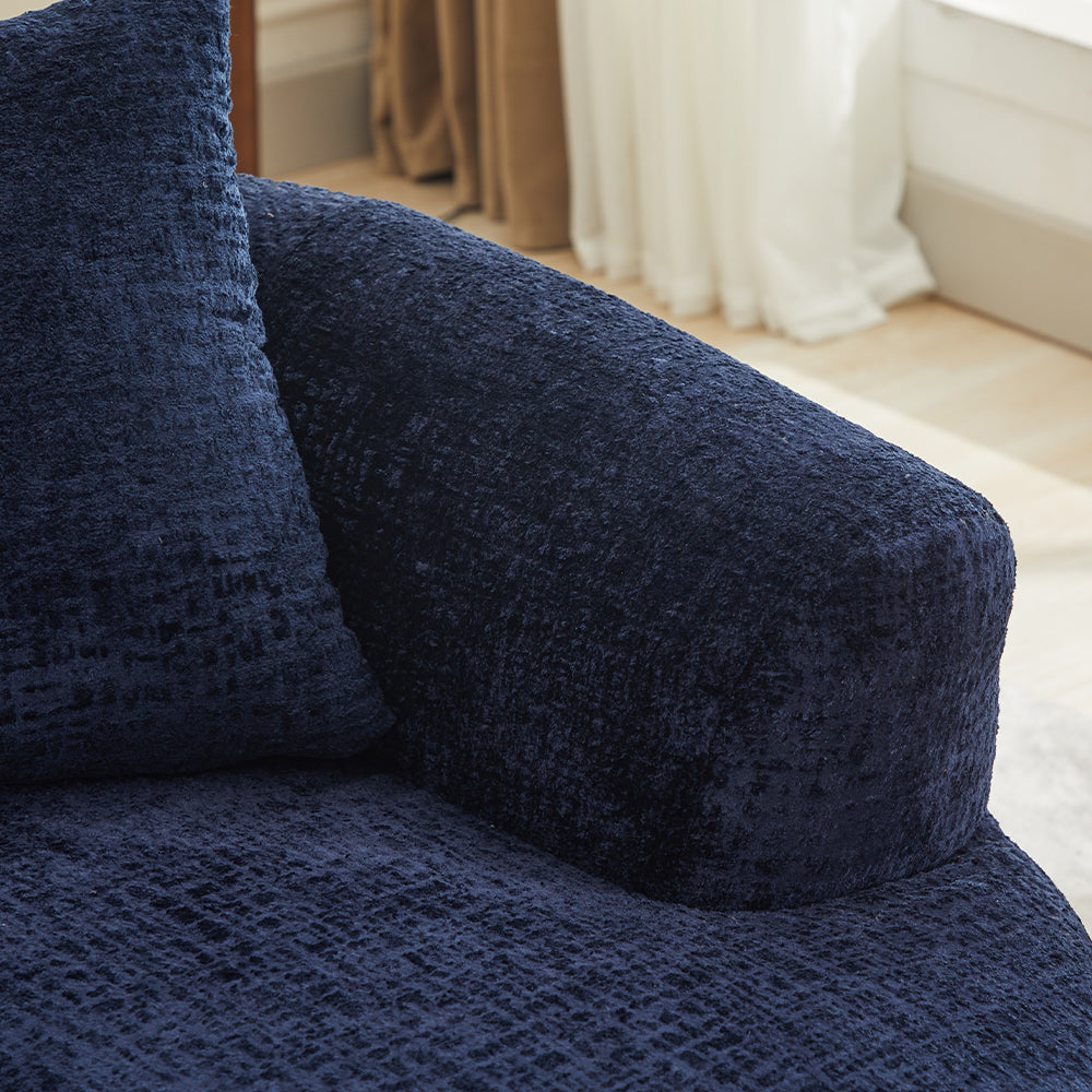 Curved Loveseat, Small Chenille Sofa with 3 Pillows, Deep Seat Couch for Apartment, Living Room, No Assembly Needed