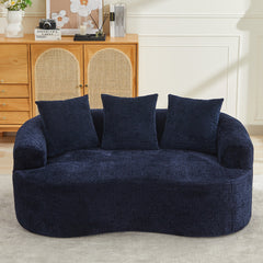 Curved Loveseat, Small Chenille Sofa with 3 Pillows, Deep Seat Couch for Apartment, Living Room, No Assembly Needed