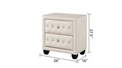SOPHIA Crystal Tufted Full 5 Pc Bed Made with Wood in Cream (NJ INVENTORY)